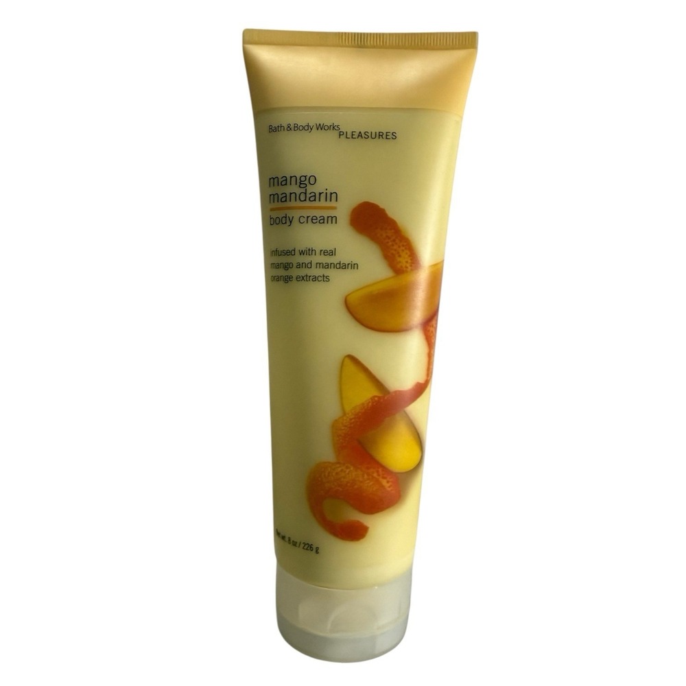 BATH BODY WORKS PLEASURES MANGO MANDARIN BODY CREAM 8oz Vintage Rare Collectable